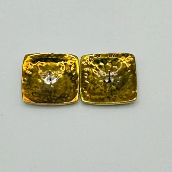 Jeep Collins Sterling Silver & Brass Hammered Post Earrings Signed - Picture 5 of 6
